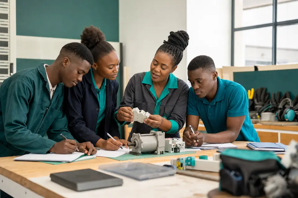 South African learners receiving structured practical training from a facilitator